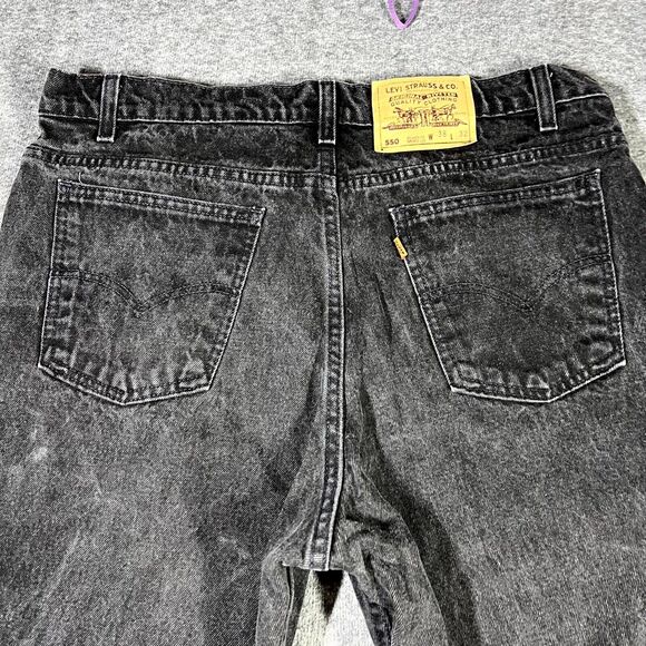 Levis 550 Orange Tab Jeans Men's 38x32 (Fits 36x32) Black Made In USA VTG Denim